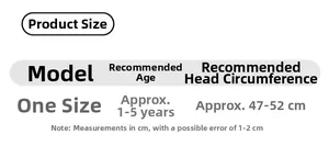 Size guide for kids knitted hat, suitable for age 1-5 years with head size 47-52cm