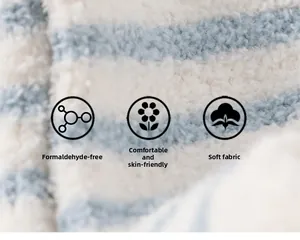Detail of blue and white coral fleece fabric with soft texture and formaldehyde free
