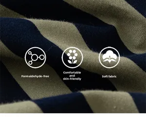 Detail of soft striped cotton fabric with focus on non-toxic and skin-friendly knit texture