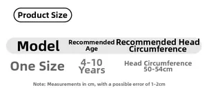 Size chart for kids knit hat showing 50-54cm head circumference for ages 4 to 10 years