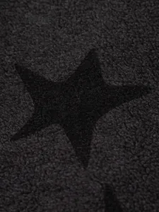 Veste en polaire gris foncé pour garçons avec motif étoiles noires et fermeture éclair