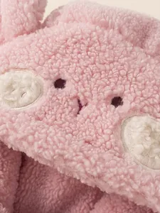 Sweat à capuche en polaire rose pour filles avec broderie lapin et texture pelucheuse