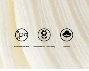 Detailed macro view of soft white cable-knit fabric featuring formaldehyde-free material