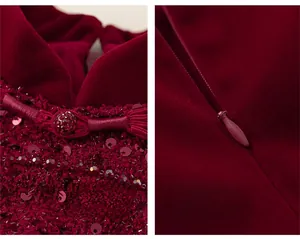 Detailed view of handmade frog buttons with sequins and a smooth invisible zipper