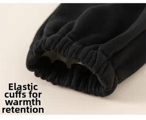 Detail of elastic ribbed cuffs on children's fleece jogger pants for thermal warmth