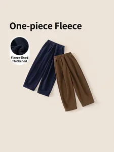 Pantalon Large en Velours Côtelé d'Hiver pour Garçons Doublé de Polaire Chaud Épais Décontracté Droit Enfants