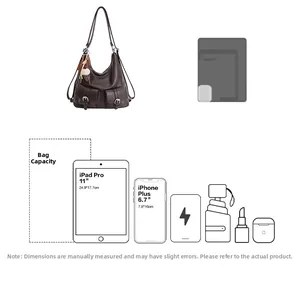 Detailed view of the dark brown leather tote interior capacity for iPad and daily items