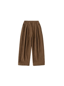 Pantalon large en velours côtelé marron pour enfant avec taille élastique confortable
