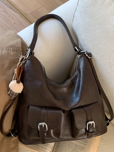 Large Capacity Retro PU Leather Tote Bag For Women Casual Multi Pocket Shoulder Bag With Adjustable Strap Fashion Handbag