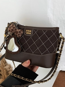 Fashion Quilted PU Leather Hobo Crossbody Bag For Women Chic Shoulder Underarm Bag With Chain Strap And Detachable Charms