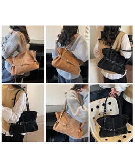 Vues multiples de grands sacs cabas en cuir noir et marron avec surpiqûres blanches
