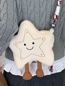 Sac bandoulière peluche en forme d'étoile avec visage souriant et jambes pour l'hiver