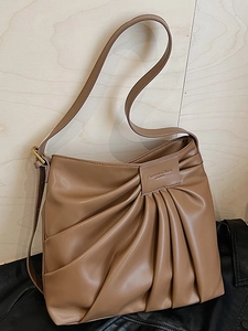 Sac Cabas Rétro Plissé en Cuir PU pour Femmes Grande Capacité Sac à Épaule Minimaliste Urbain Sac Hobo pour Dames