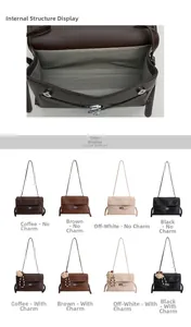 Multi-angle detail showing vintage PU leather crossbody bag in coffee, brown, beige, and black