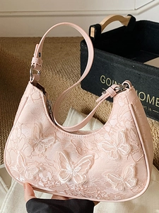Elegant 3D Butterfly Lace Underarm Bag For Women Fashion PU Leather Shoulder Bag 2025 Winter New Chic Hobo Bag For Daily Use