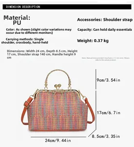 Vue détaillée du sac tissé avec poignée en perles et bandoulière en PU orange