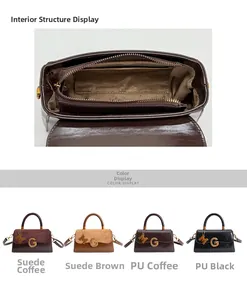 Detailed interior compartment and multiple color variants of textured crossbody handbags