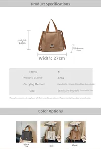 Detailed size guide and multi-color view of embroidered canvas tote bag with strap options