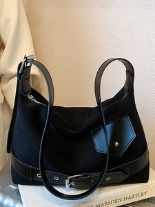 Sac Fourre-tout en Cuir PU Aspect Daim Rétro pour Femmes Sac à Bandoulière Grande Capacité avec Boucle Minimaliste Urbain