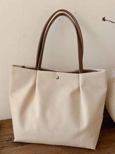 Large Capacity PU Leather Tote Bag For Women Minimalist Pleated Shoulder Bag Retro Style Commuter Handbag Solid Color Bag
