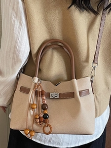 Sac à main rétro minimaliste en feutre avec poignées en cuir et fermoir rotatif