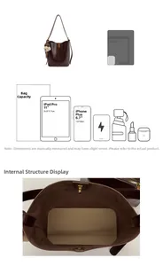 Detailed interior of a vintage bucket bag showing capacity for an 11-inch iPad Pro