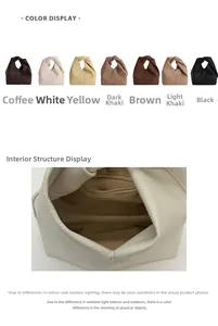 Compartiment intérieur détaillé et options de couleurs de ce sac à nœud minimaliste