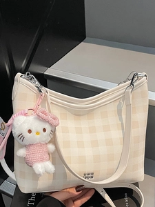 Sac Cabas à Damier Mode pour Femmes Grande Capacité en Cuir PU Sac à Bandoulière Style Minimaliste Urbain Quotidien