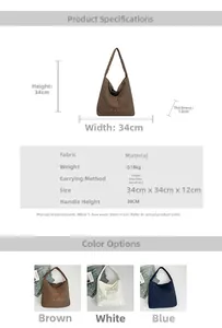 Size chart for quilted tote bag with Never Say Goodbye embroidery in three colors
