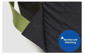 Dettaglio delle cuciture rinforzate sugli spallacci in nylon resistenti dello zaino