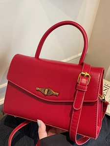 Retro PU Leather Small Square Bag For Women Elegant Envelope Flap Handbag With Eye Shaped Twist Lock Shoulder Crossbody Bag