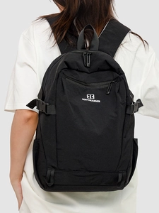 Large black Oxford backpack for students featuring minimalist EI3 NORTHNANSEN logo design