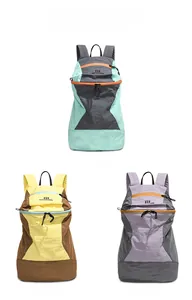 Close-up of lightweight nylon ripstop fabric and zipper detail on hiking backpacks