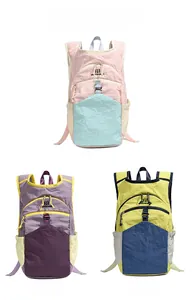 Detailed comparison of three color-block nylon backpacks for hiking and fitness