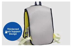 Detail of breathable honeycomb mesh back panel with ergonomic thick padded system