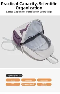 Detail view of lightweight backpack interior showing compartments for tablet and essentials