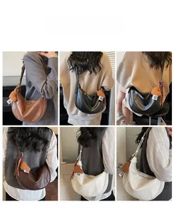 Detailed views of four versatile faux leather shoulder bags with heart plush charms
