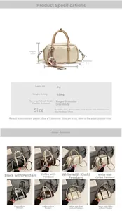 Spécifications de taille détaillées et options de couleur pour le sac baguette en PU