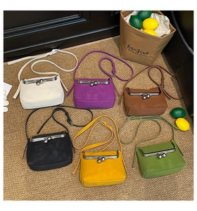 Détail de mini sacs à bandoulière chics en six couleurs avec fermoirs métalliques