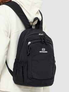 Black lightweight Oxford cloth travel backpack with minimalist logo for outdoor activities