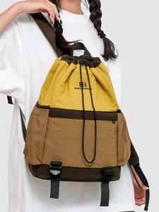 Three-color drawstring backpack in nylon with North Nansen print for travel and fitness