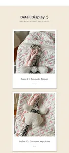 Close-up of cute school backpack with bow patterns, metal zippers and plush dog charm