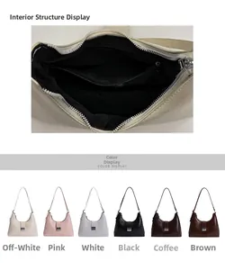 Detail view of internal zipper pocket and multiple color options for the hobo bag