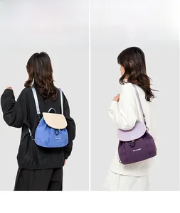 Multifunctional nylon backpack showing dual shoulder and single shoulder carrying styles