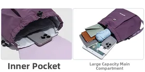 Detail view of large main compartment with inner pocket for tablet and daily items