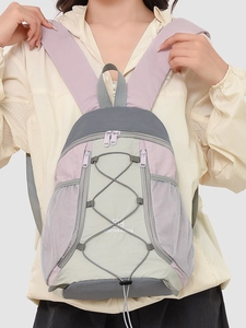 Sac à dos de loisirs extérieur en violet, gris et vert menthe avec cordon élastique