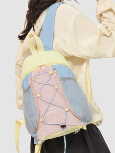 Sac à dos extérieur pastel multicolore avec cordon et poches filet pour femmes