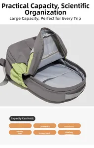 Compartiment intérieur du sac à dos de voyage avec poches pour iPad et objets essentiels