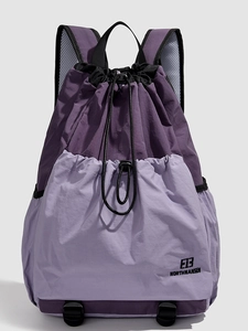 Lightweight Outdoor Drawstring Backpack Waterproof Oxford Cloth Patchwork Double Shoulder Bag For Travel Sports Gym Unisex