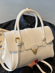 Damen PU Leder Handtasche Mode Quadratische Umhängetasche Minimalistische Büro Pendler Schultertasche Mit Goldverschluss